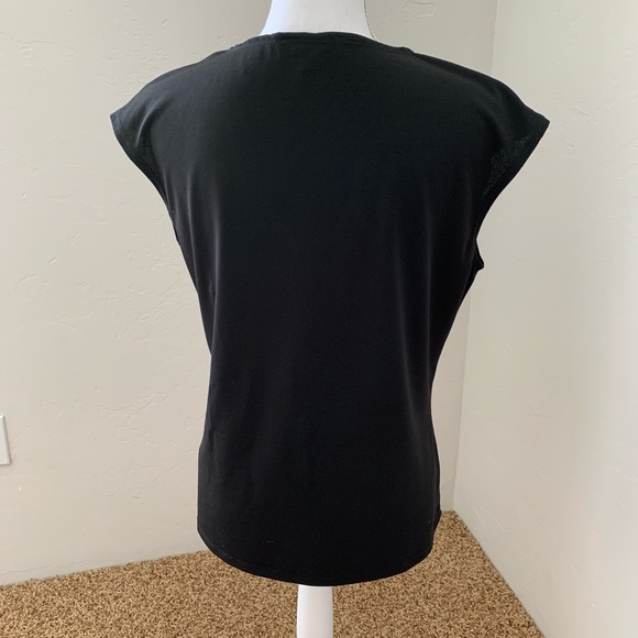 Black V-Neck Sleeveless Top with Beading - Picture 2 of 6